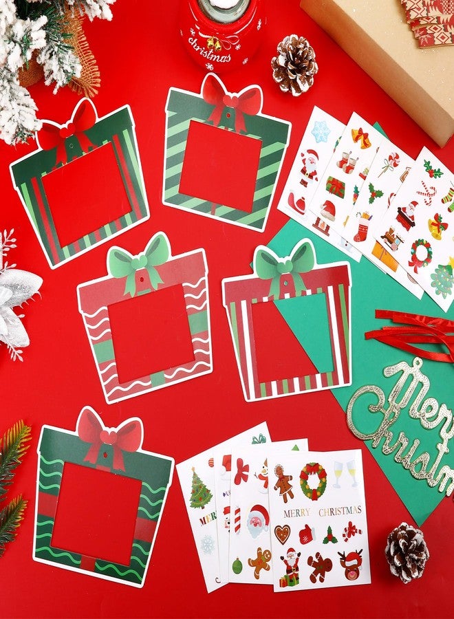 JULBEAR 32PCS Christmas Picture Frame Craft Kit, DIY Paper Christmas Frame Craft with Stickers Picture Ornament Craft for Xmas Tree Decorations Holiday Party Favors Classroom Art Activities - Image 5